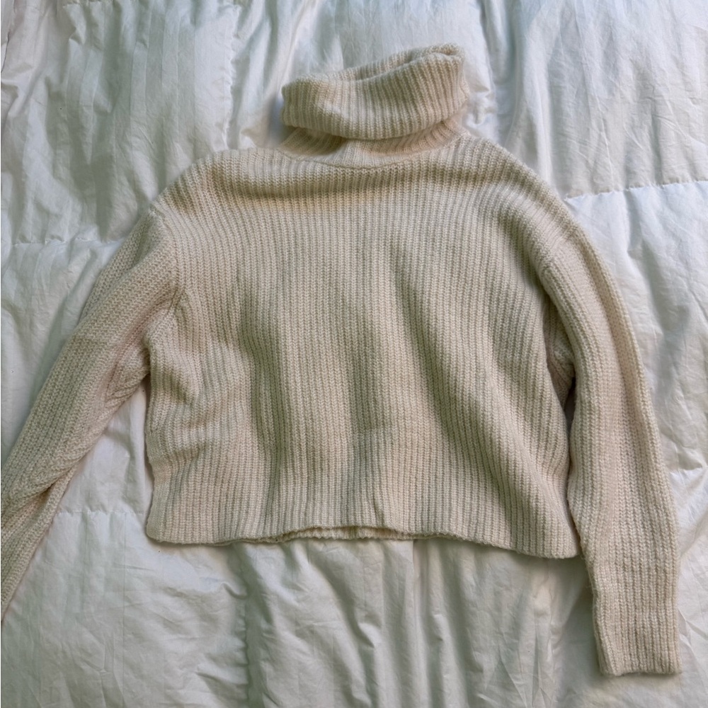 H&M Cream Cowl Neck Sweater Soft Knit Timeless